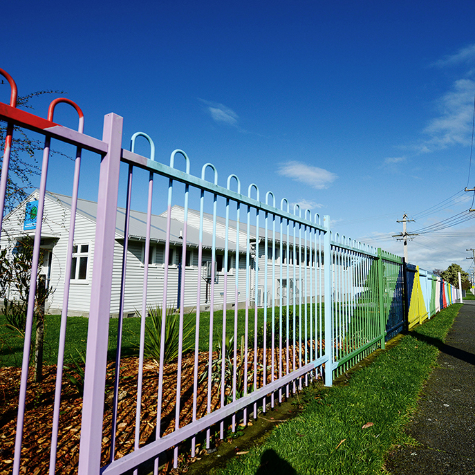 Colourful school fence on a Featherston street